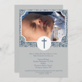 Baby Dedication BOY Taufen Foto Einladung 12x18 (Vorne/Hinten)