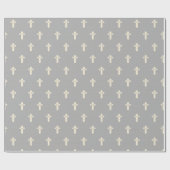 Baby Dedication Cream & Gray Cross Geschenkpapier (Flach)
