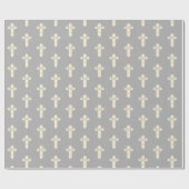 Baby Dedication Cream & Gray Cross Geschenkpapier (Flach)