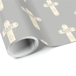 Baby Dedication Cream & Gray Cross Geschenkpapier