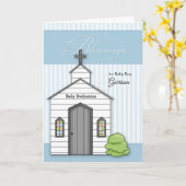 Baby Dedication in Blue für Jungen mit Kapelle Karte (Gelbe Blume)