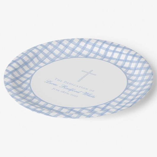 Baby Dedication/Taufen Celebration Plate Pappteller (Schrägansicht)