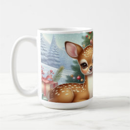 Baby Deer Amidst Weihnachtsbaum Kaffeetasse