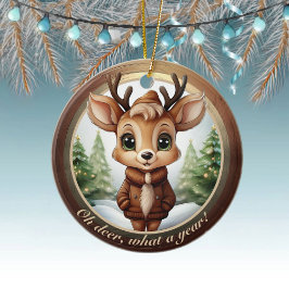 Baby Deer Antlers Animal Character Christmas 🦌🎄 Keramik Ornament