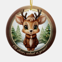 Baby Deer Antlers Animal Character Christmas 🦌🎄 Keramik Ornament