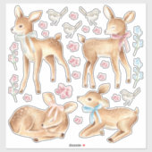 Baby Deer & Birds Bedroom Wall Set of Aufkleber (Blatt)