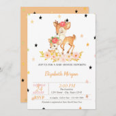 Baby Deer Blume Stars, Princess Baby Dusche Einladung (Vorne/Hinten)