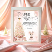 Baby Deer Blush Pink Gold Winter Diaper Raffles Poster