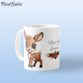 Baby Deer, Blütenkrähe, 🦌 Hirsch 🎄 Kaffeetasse