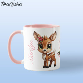 Baby Deer, Blütenkrähe, 🦌 Hirsch 🎄 Tasse