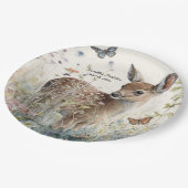 Baby Deer Butterfys Geburtsdatum Pappteller (Schrägansicht)