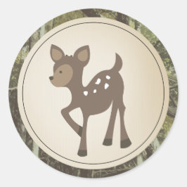 Baby Deer Camouflage Babydusche Runder Aufkleber