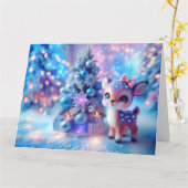 Baby Deer Christmas Fantasy Karte (Gelbe Blume)