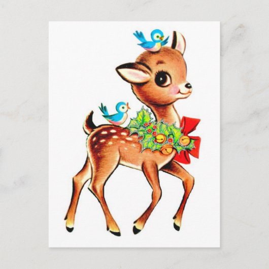 Baby Deer Christmas Feiertagspostkarte (Vorderseite)