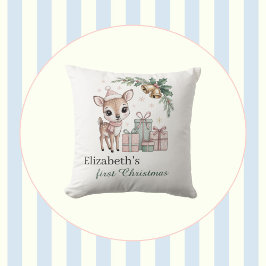 Baby Deer Christmas Personalized Reindeer Holiday Kissen