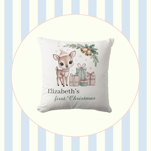 Baby Deer Christmas Personalized Reindeer Holiday Kissen