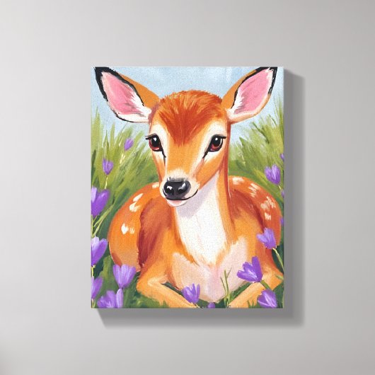 Baby Deer Fawn Animal Painting Leinwanddruck (Vorderseite)