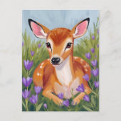 Baby Deer Fawn Animal Painting Postkarte (Vorderseite)