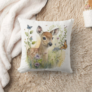 Baby Deer Fawn Butterfly Malerei Kissen