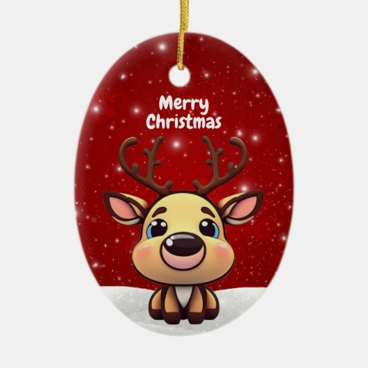 Baby Deer, Fawn, Doe 🦌 🎄Cute Merry Christmas Keramik Ornament (Vorne)