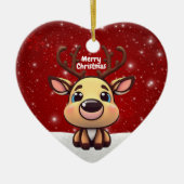 Baby Deer, Fawn, Doe 🦌 🎄Cute Merry Christmas Keramik Ornament (Vorne)