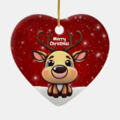 Baby Deer, Fawn, Doe 🦌 🎄Cute Merry Christmas Keramik Ornament (Hinten)