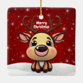 Baby Deer, Fawn, Doe 🦌 🎄Cute Merry Christmas Keramikornament (Rückseite)