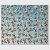 Baby Deer, Fawn, Doe, Rentier 🦌 Blau, Schneeflock Geschenkpapier (Flach)