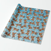 Baby Deer, Fawn, Doe, Rentier 🦌 Blau, Schneeflock Geschenkpapier (Ungerollt)