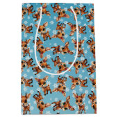 Baby Deer, Fawn, Doe, Rentier 🦌 Blau, Schneeflock Mittlere Geschenktüte (Vorderseite)
