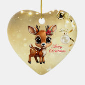 Baby Deer, Fawn, Doe, Rentier 🦌 🎄 frohe Weihnach Keramik Ornament (Hinten)