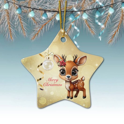 Baby Deer, Fawn, Doe, Rentier 🦌 🎄 frohe Weihnach Keramik Ornament