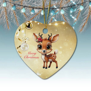 Baby Deer, Fawn, Doe, Rentier 🦌 🎄 frohe Weihnach Keramik Ornament