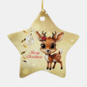 Baby Deer, Fawn, Doe, Rentier 🦌 🎄 frohe Weihnach Keramik Ornament (Vorne)