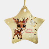Baby Deer, Fawn, Doe, Rentier 🦌 🎄 frohe Weihnach Keramik Ornament (Hinten)