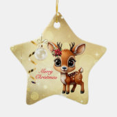 Baby Deer, Fawn, Doe, Rentier 🦌 🎄 frohe Weihnach Keramik Ornament (Vorne)