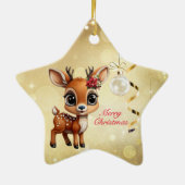 Baby Deer, Fawn, Doe, Rentier 🦌 🎄 frohe Weihnach Keramik Ornament (Hinten)