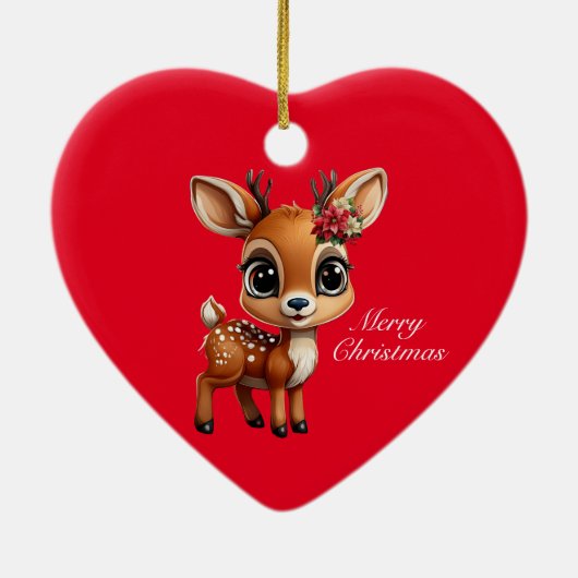 Baby Deer, Fawn, Doe, Rentier 🦌 🎄 frohe Weihnach Keramik Ornament (Hinten)