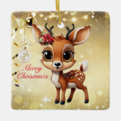 Baby Deer, Fawn, Doe, Rentier 🦌 🎄 frohe Weihnach Keramikornament (Vorderseite)