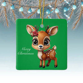 Baby Deer, Fawn, Doe, Rentier 🦌 🎄 frohe Weihnach Keramikornament
