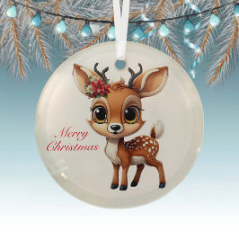 Baby Deer, Fawn, Doe, Rentier 🦌 🎄 frohe Weihnach Ornament Aus Glas