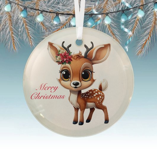 Baby Deer, Fawn, Doe, Rentier 🦌 🎄 frohe Weihnach Ornament Aus Glas