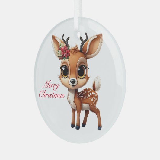 Baby Deer, Fawn, Doe, Rentier 🦌 🎄 frohe Weihnach Ornament Aus Glas (Vorderseite links)