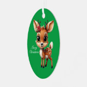 Baby Deer, Fawn, Doe, Rentier 🦌 🎄 frohe Weihnach Ornament Aus Metall (Vorderseite links)
