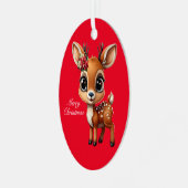 Baby Deer, Fawn, Doe, Rentier 🦌 🎄 frohe Weihnach Ornament Aus Metall (Vorderseite links)