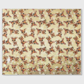 Baby Deer, Fawn, Doe, Rentier 🦌 Gold, Schneeflock Geschenkpapier (Flach)