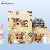 Baby Deer, Fawn, Doe, Rentier 🦌 Gold, Schneeflock Geschenkpapier