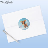 Baby Deer, Fawn, Doe, Rentier 🦌 🎄 Schnee Runder Aufkleber