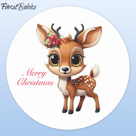Baby Deer, Fawn, Doe, Rentier 🦌 🎄 Weihnachten Runder Aufkleber