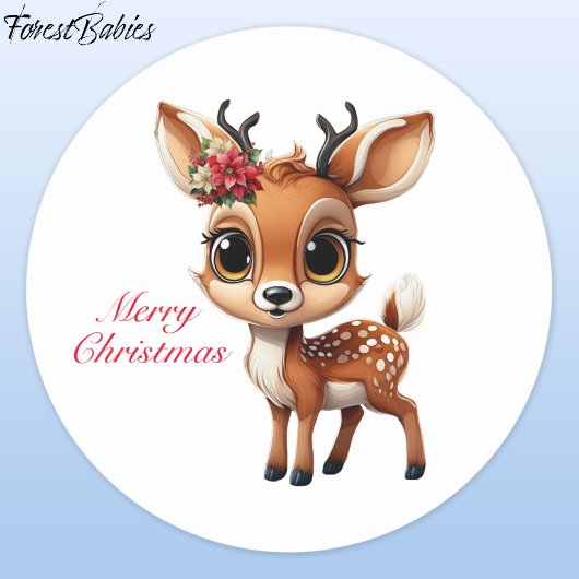 Baby Deer, Fawn, Doe, Rentier 🦌 🎄 Weihnachten Runder Aufkleber